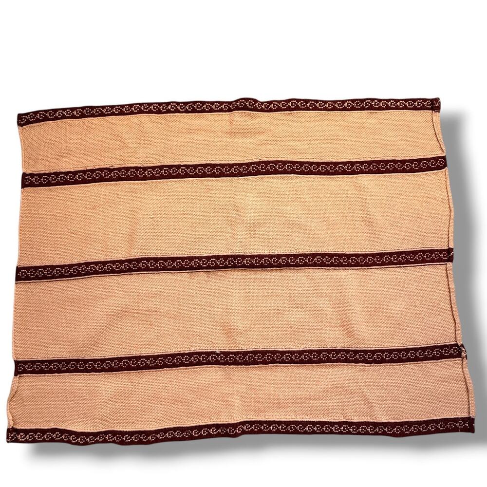 Handmade Woven Throw Blanket 48x62 Beige Brown Geometric Stripe Unbranded
